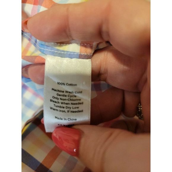 Women's Talbots Multi Colored Plaid Buttonup Shirt Longsleeved Cotton SP - Picture 6 of 6